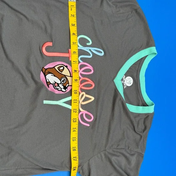 Buc-ee's Choose Joy Gray T-Shirt V-Neck Short Sleeve Women's Small - Picture 4 of 5